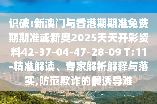 識破:新澳門與香港期期準免費期期準或新奧2025天天開彩資料42-37-04-47-28-09 T:11-精準解讀、專家解析解釋與落實,防范欺詐的假誘導難